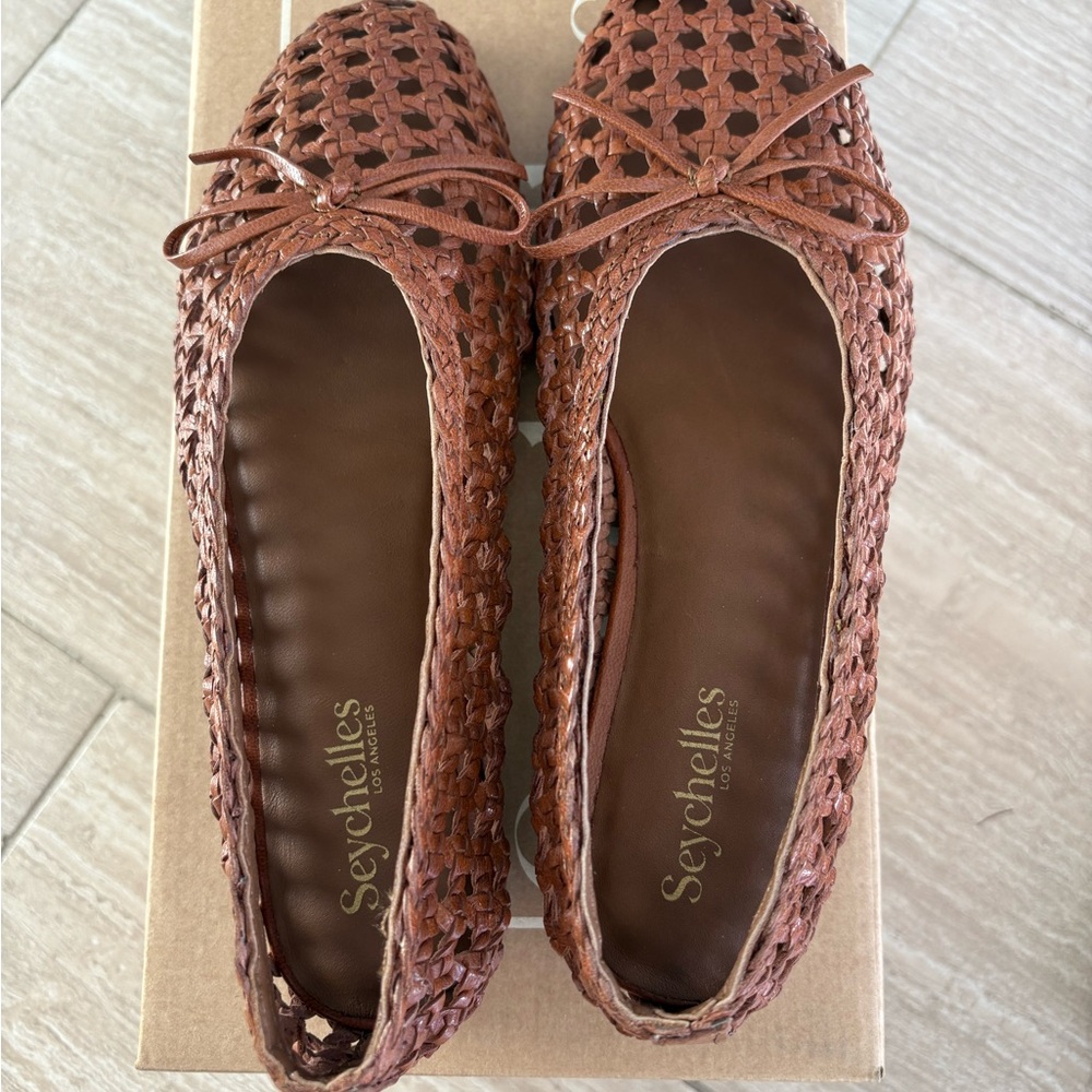 NWT Seychelles Women's Leather  Brown Woven Loafers - Picture 7 of 11